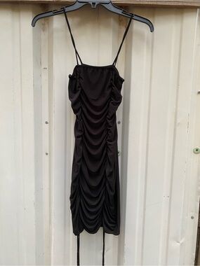 Black Ruched Spaghetti Strap Bodycon Dress | MRT 1030| Size M